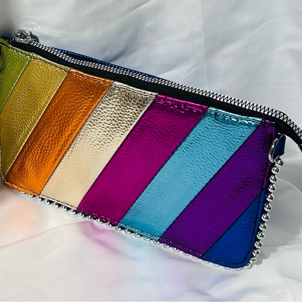 NWT Orange Striped Clutch / Crossbody with Zipper